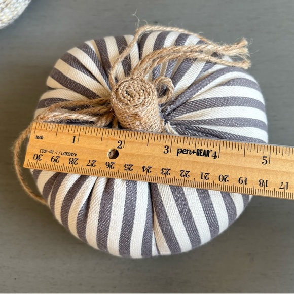 Holiday Halloween Fall Decorative Fabric Pumpkins Set of 3 Gray, White, Cream - Picture 15 of 16